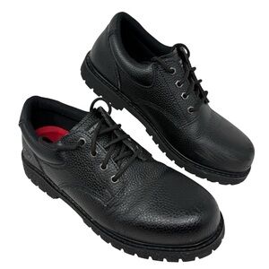 Skechers Black Pebbled Leather Relaxed Fit Slip Resistant Lace Up Shoes Size 11